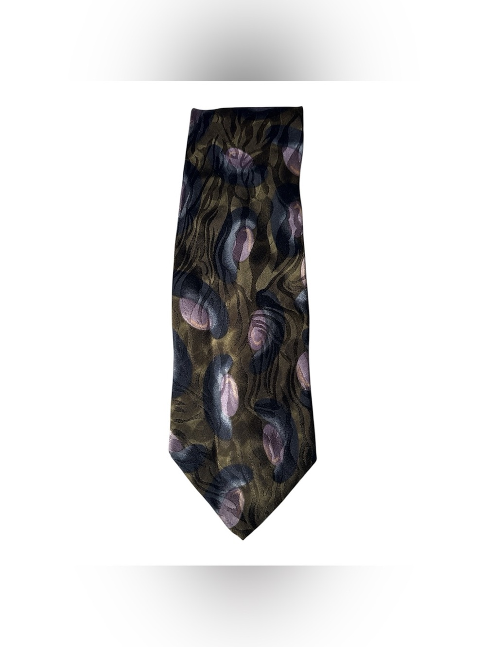 Men's Olive and Purple Patterned Tie